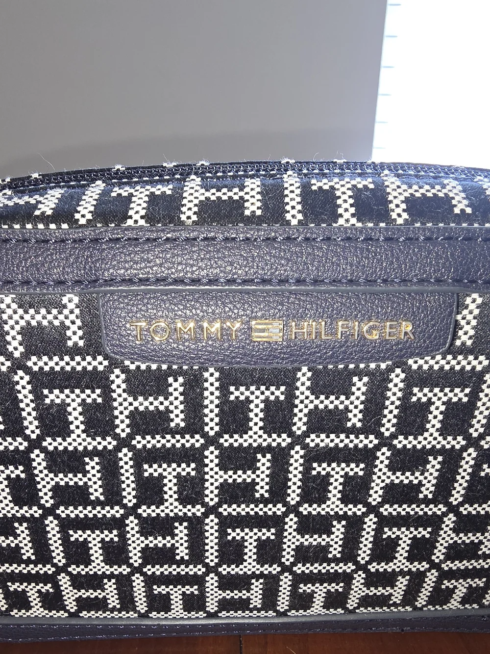 Tommy Hilfiger Navy and White Crossbody Camera Bag